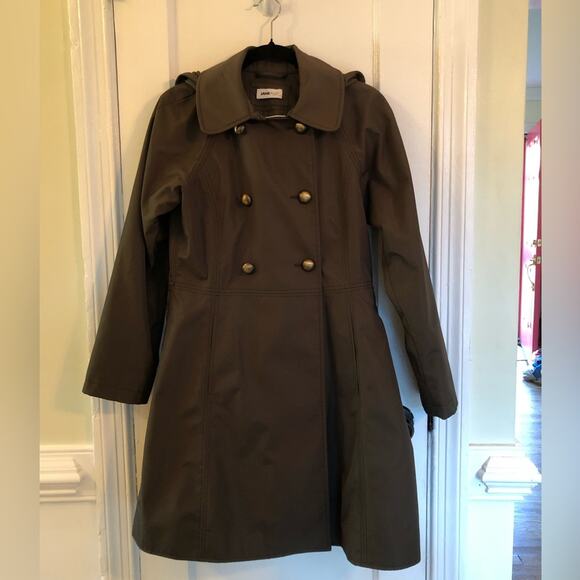 Jane Post Army Green Hooded Rain and Trench Coat - Picture 1 of 7